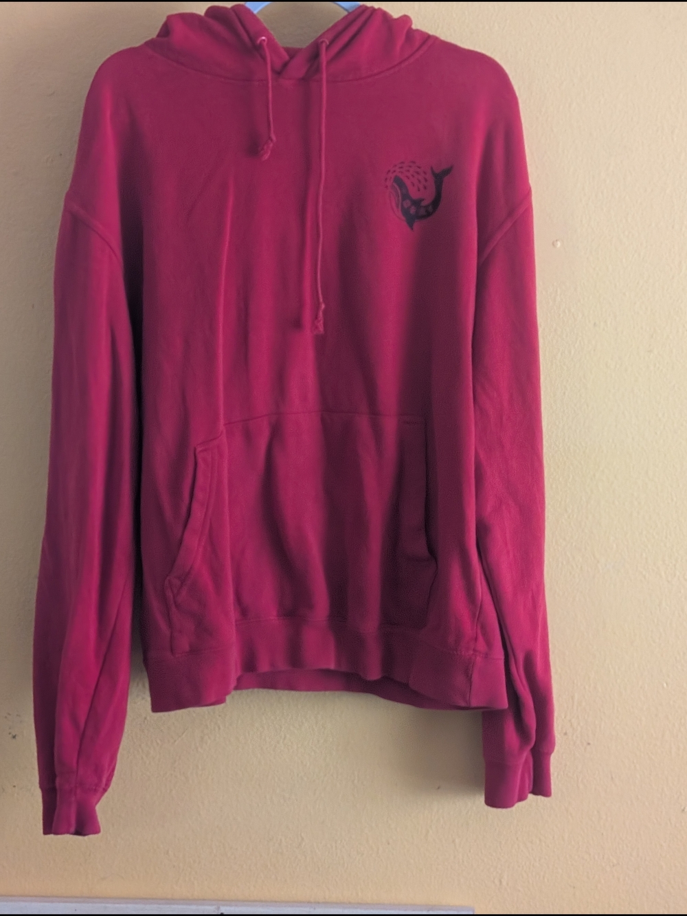 Men's Sketchy Tank Raspberry Hooded Sweatshirt with Whale Graphic